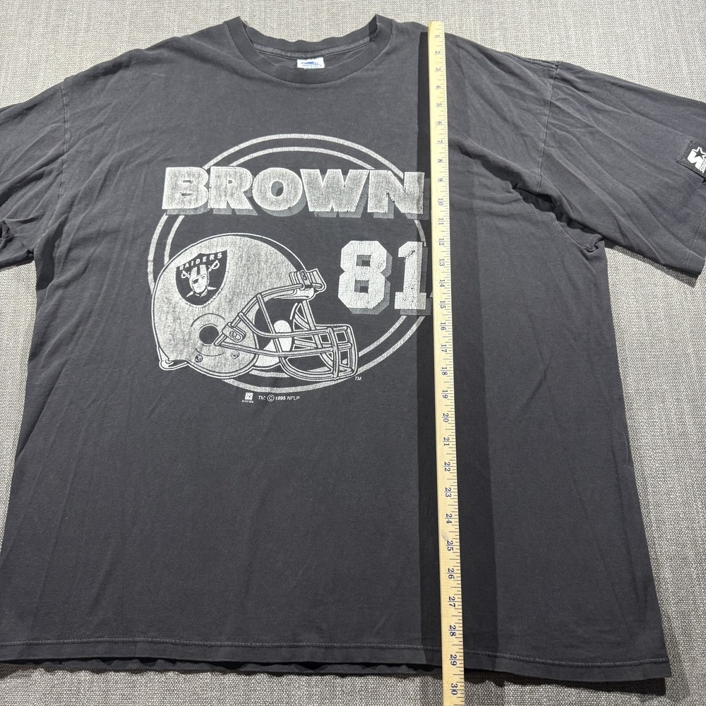 Vintage Oakland Raiders Shirt Mens 2XL Black NFL Football Brown 81 Starter 90s - Picture 6 of 10